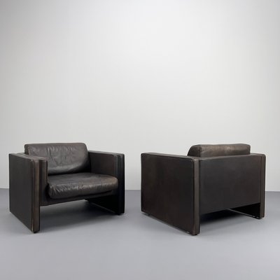 Dark Brown Leather Armchairs by Jürgen Lange for Walter Knoll, Germany, 1970s, Set of 2-VQG-1792347