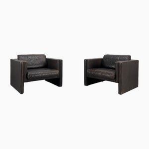 Dark Brown Leather Armchairs by Jürgen Lange for Walter Knoll, Germany, 1970s, Set of 2-VQG-1792347