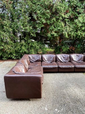 Dark Brown Leather Modular Sofa by Tito Agnoli for Arflex, Italy, 1970, Set of 8-EHE-1285992