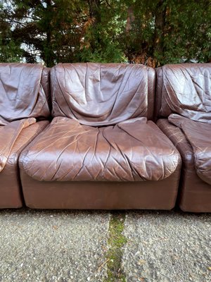 Dark Brown Leather Modular Sofa by Tito Agnoli for Arflex, Italy, 1970, Set of 8-EHE-1285992