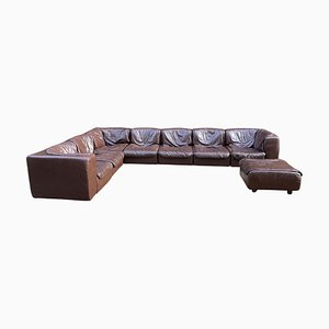 Dark Brown Leather Modular Sofa by Tito Agnoli for Arflex, Italy, 1970, Set of 8-EHE-1285992