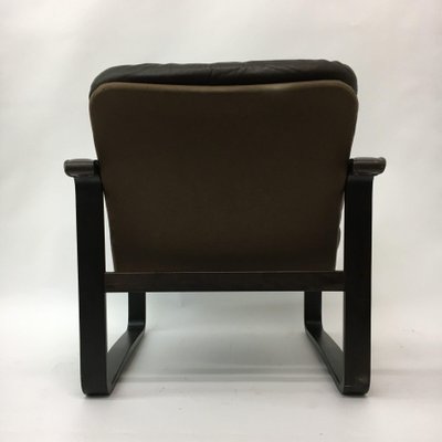 Dark Brown Leather Safari Lounge Chair, 1960s-BGP-934903