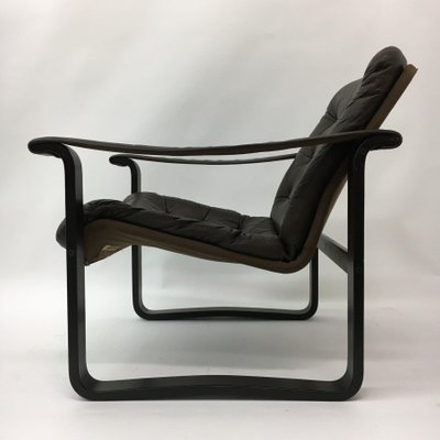 Dark Brown Leather Safari Lounge Chair, 1960s-BGP-934903