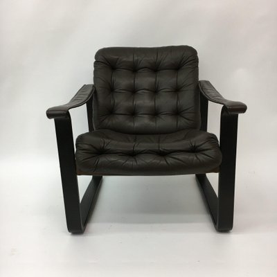 Dark Brown Leather Safari Lounge Chair, 1960s-BGP-934903