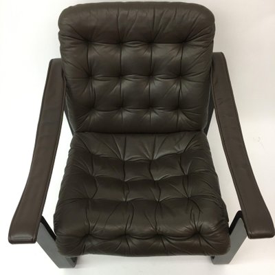 Dark Brown Leather Safari Lounge Chair, 1960s-BGP-934903