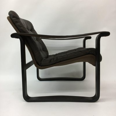 Dark Brown Leather Safari Lounge Chair, 1960s-BGP-934903