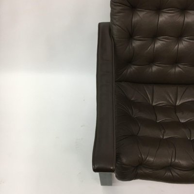 Dark Brown Leather Safari Lounge Chair, 1960s-BGP-934903