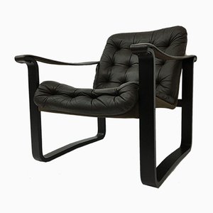 Dark Brown Leather Safari Lounge Chair, 1960s-BGP-934903