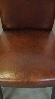 Dark Brown Sheep Leather Dining Room Chairs, Set of 6-HPP-2023268