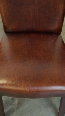 Dark Brown Sheep Leather Dining Room Chairs, Set of 6-HPP-2023268