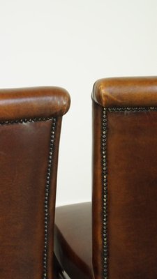 Dark Brown Sheep Leather Dining Room Chairs, Set of 6-HPP-2023268