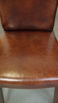 Dark Brown Sheep Leather Dining Room Chairs, Set of 6-HPP-2023268