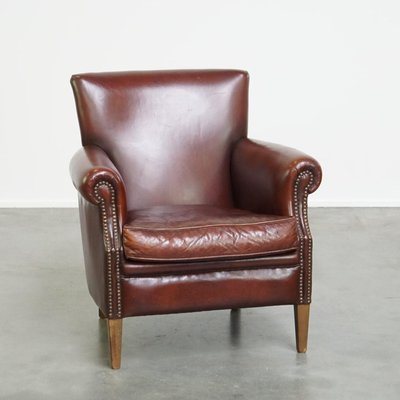 Dark-Colored Leather Armchair-HPP-2024325