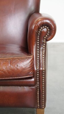 Dark-Colored Leather Armchair-HPP-2024325