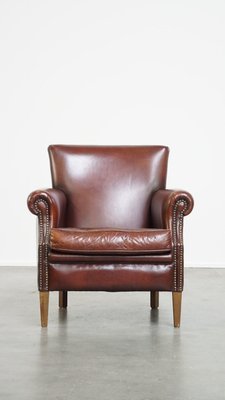 Dark-Colored Leather Armchair-HPP-2024325