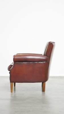 Dark-Colored Leather Armchair-HPP-2024325