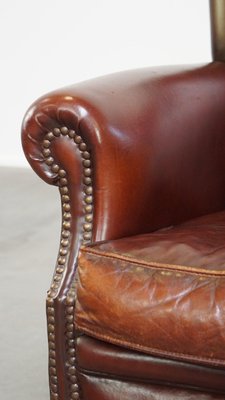 Dark-Colored Leather Armchair-HPP-2024325