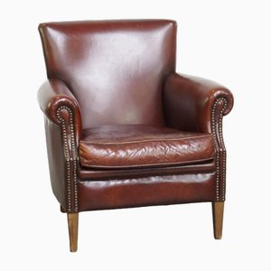 Dark-Colored Leather Armchair-HPP-2024325