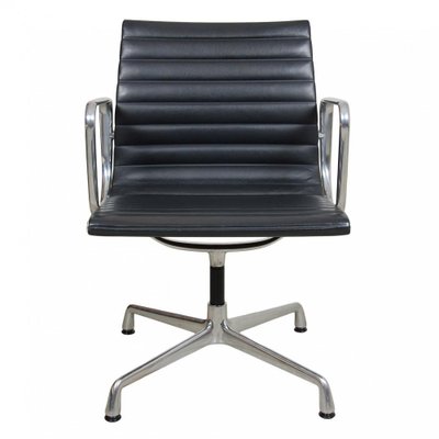 Dark Grey Leather EA-108 Chair by Charles Eames for Vitra-MTD-1400507