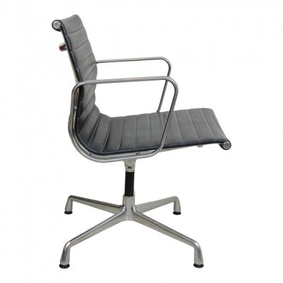 Dark Grey Leather EA-108 Chair by Charles Eames for Vitra-MTD-1400507