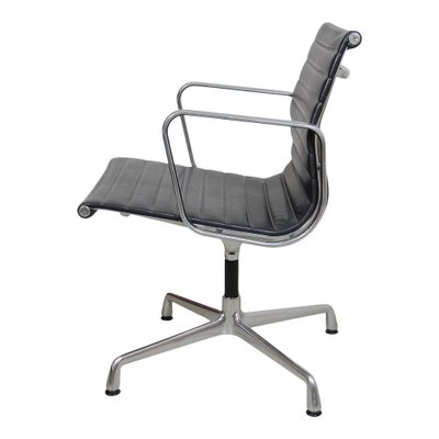 Dark Grey Leather EA-108 Chair by Charles Eames for Vitra-MTD-1400507