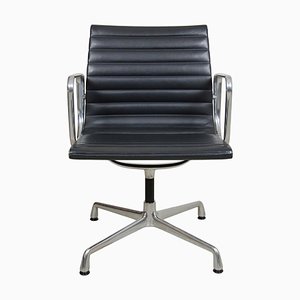 Dark Grey Leather EA-108 Chair by Charles Eames for Vitra-MTD-1400507