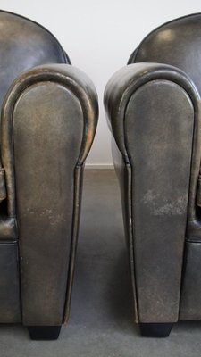 Dark Leather Armchairs attributed to Bart Van Bekhoven, Set of 2-HPP-2035261