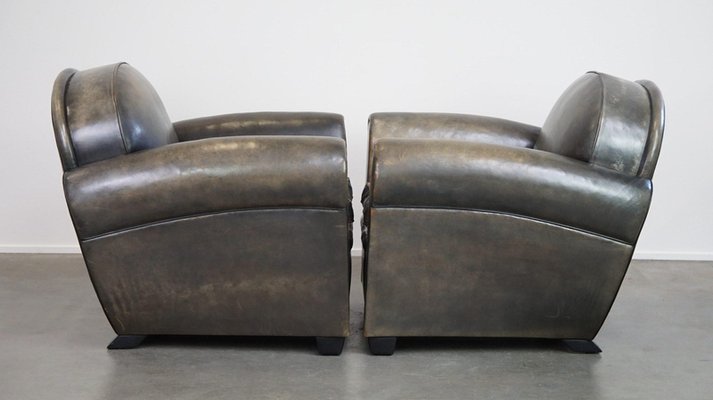 Dark Leather Armchairs attributed to Bart Van Bekhoven, Set of 2-HPP-2035261