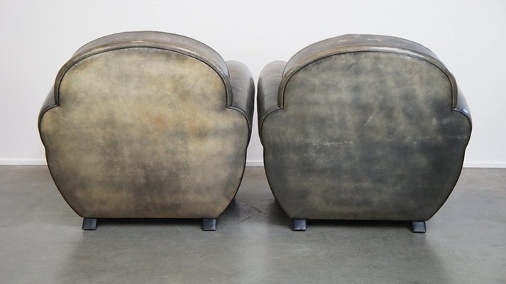 Dark Leather Armchairs attributed to Bart Van Bekhoven, Set of 2-HPP-2035261