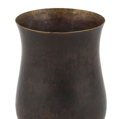 Dark Patina Brass Vase by Eugen Zint, Germany, 1960s-ZCI-752139