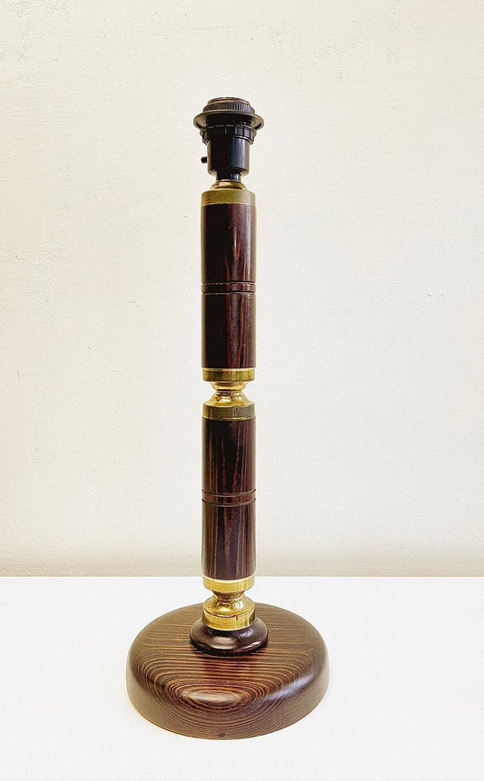 Dark Pine and Brass Table Lamp from Aneta, Sweden, 1970s