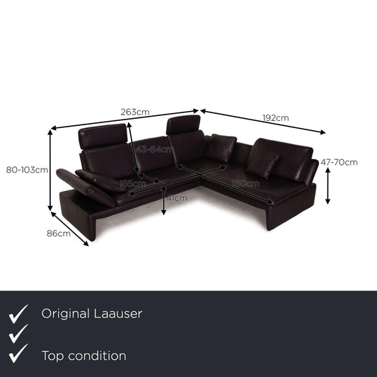 Dark Purple Leather Corner Sofa from Laauser Pegasus