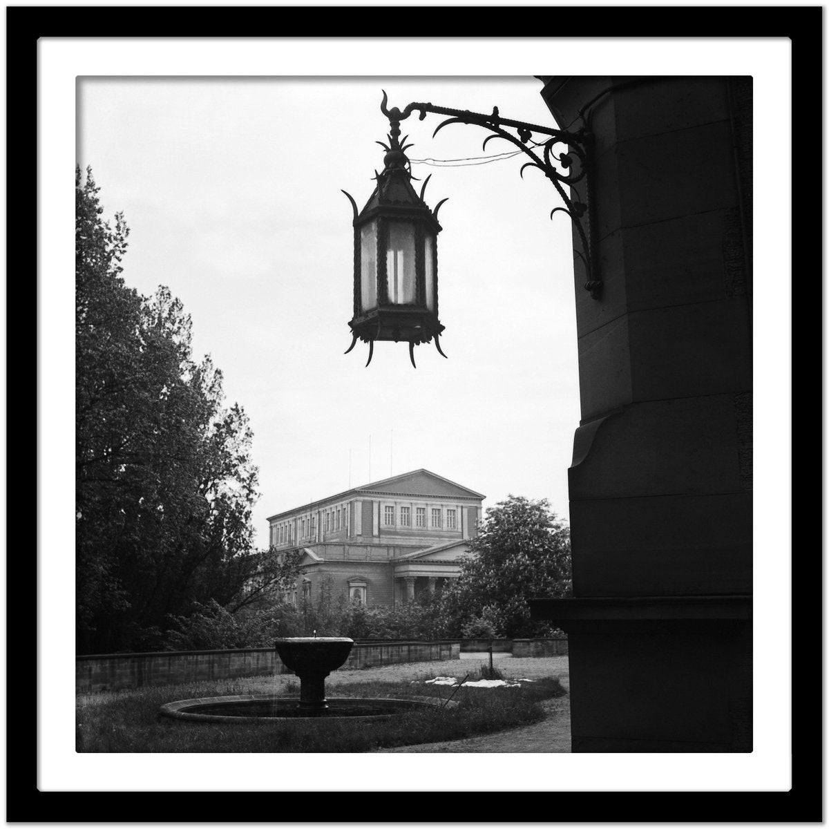 Darmstadt Theatre with Lantern in Front, Germany, 1938, Printed 2021