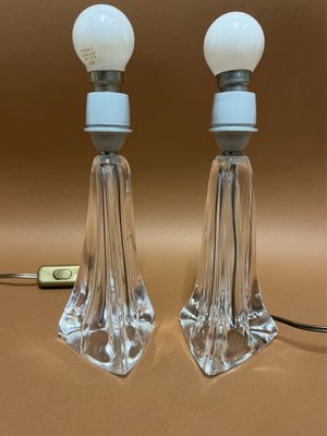 Daum France Crystal Table Lamps, 1960, Set of 2-EK-1807308