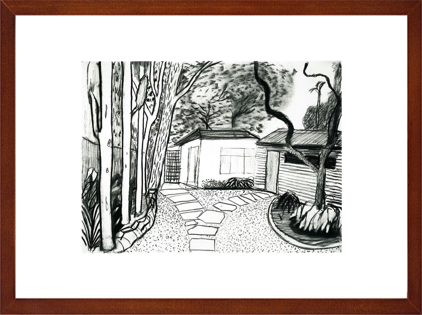 David Hockney, Guest House Front Garden II, 2000, Lithograph, Framed