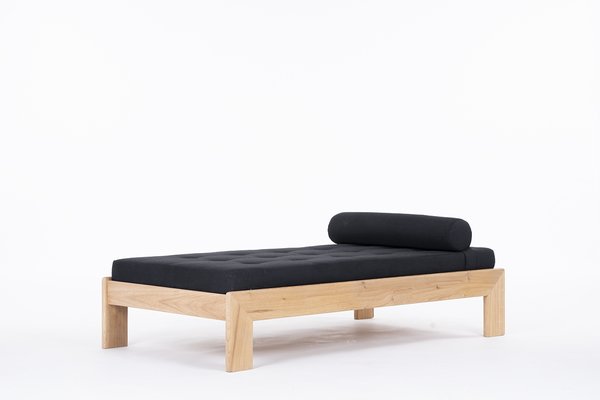 Daybed in Elm and Black Linen, 1980-US-1398152