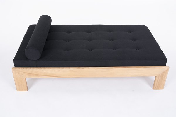 Daybed in Elm and Black Linen, 1980-US-1398152