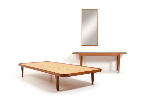 Daybed, Table and Mirror by Frits Henningsen 1950s, Set of 3-RA-2031621