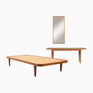 Daybed, Table and Mirror by Frits Henningsen 1950s, Set of 3-RA-2031621