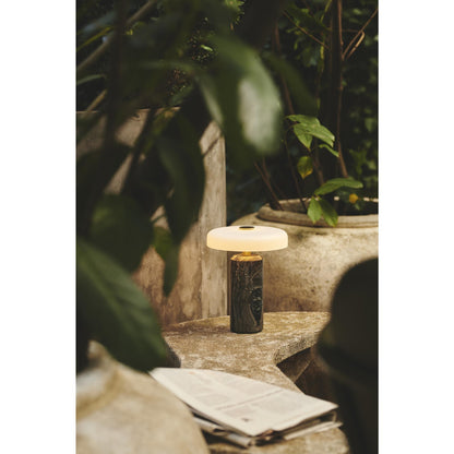 Design By Us Trip Portable Lamp Carrara Marble/Glossy Opal