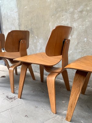 DCW Dining Chairs in Ash by Charles & Ray Eames for Herman Miller, 1940s, Set of 4-ZM-1314515