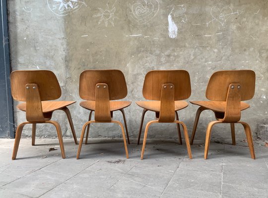 DCW Dining Chairs in Ash by Charles & Ray Eames for Herman Miller, 1940s, Set of 4-ZM-1314515