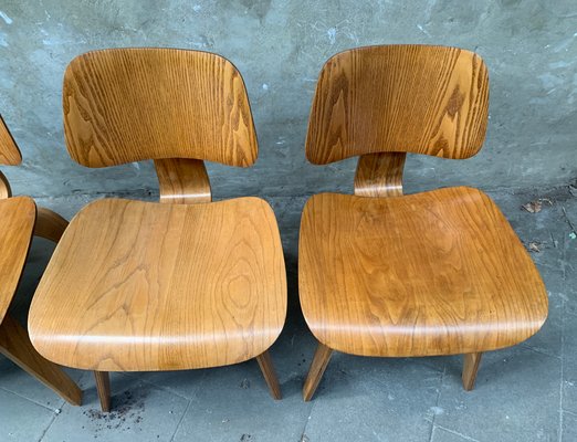 DCW Dining Chairs in Ash by Charles & Ray Eames for Herman Miller, 1940s, Set of 4-ZM-1314515