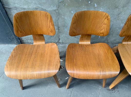 DCW Dining Chairs in Ash by Charles & Ray Eames for Herman Miller, 1940s, Set of 4-ZM-1314515