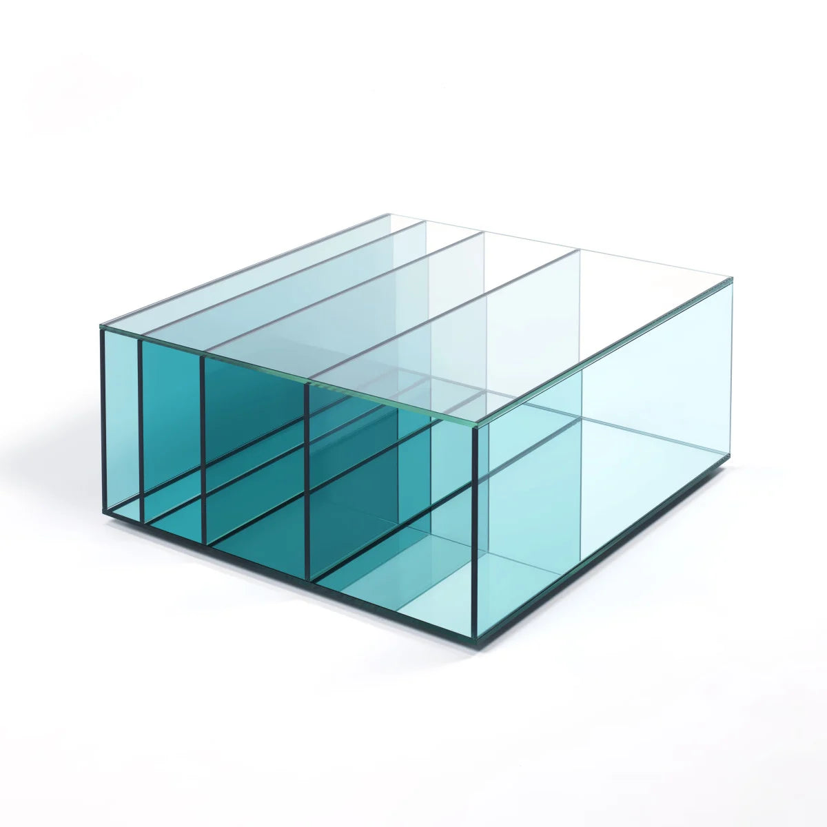 Deep Sea - Square Crystal Coffee Table With Storage Space by Glas Italia #blue