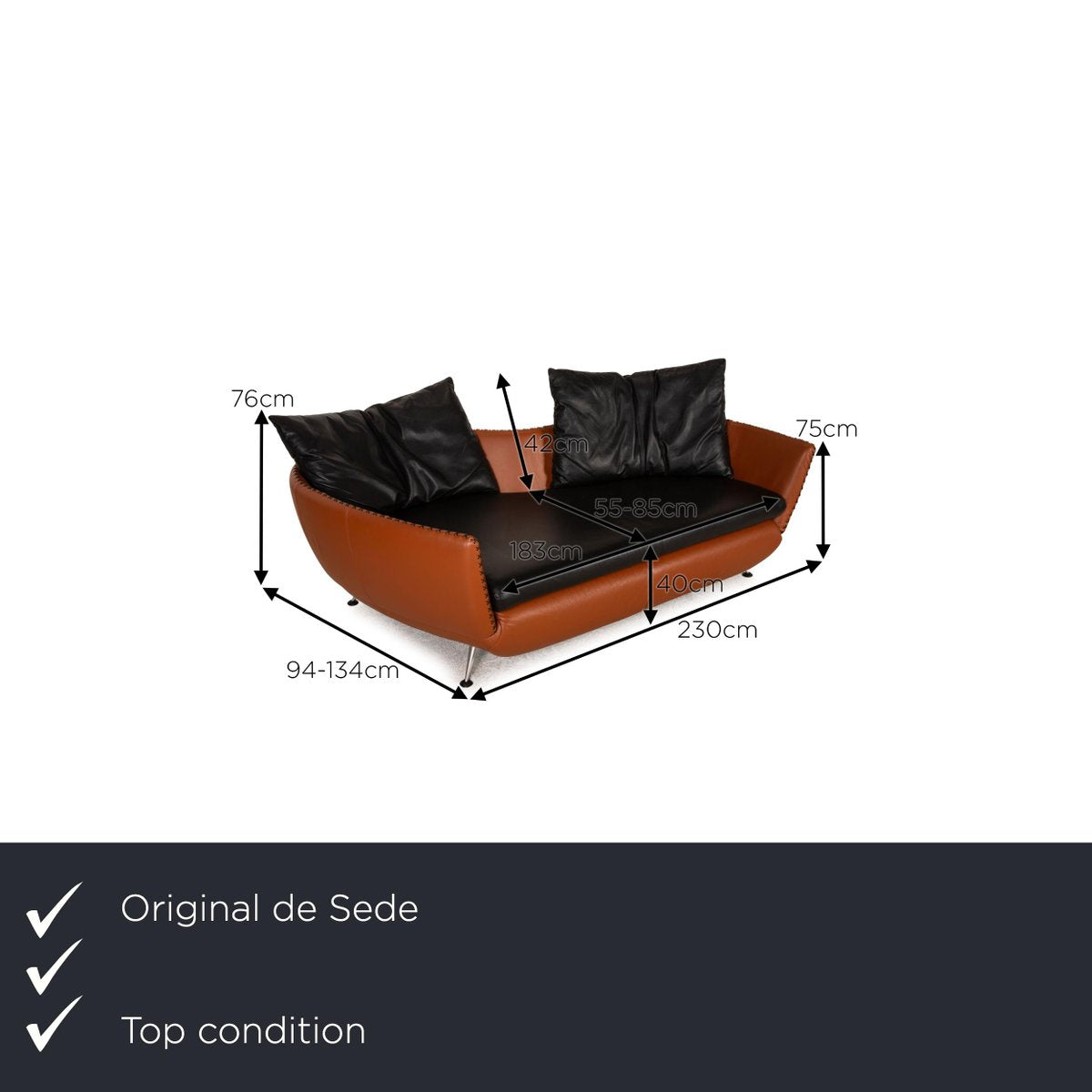 De Sede Ds 102 Leather Sofa Brown Three-Seater Couch