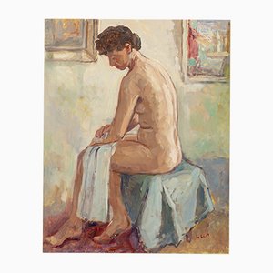 De Smet, Seated Female Nude, Oil on Panel, Framed-GPP-1079939