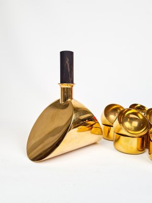 Decanter and Bowls in Brass by Pierre Forsell for Skultuna, Sweden, 1970s, Set of 15-UYK-1006120