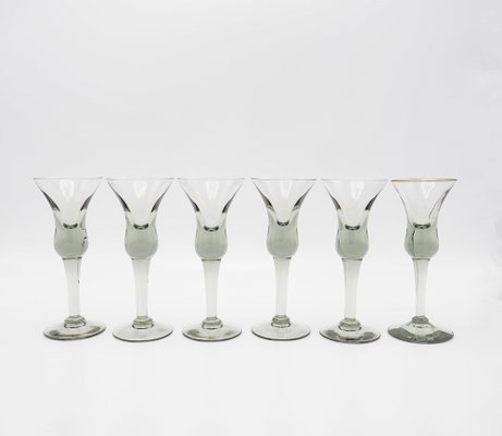 Decanter and Cordial Glasses in Grey Smoked Glass from Holmegaard Denmark, 1950s, Set of 7-SN-1176417