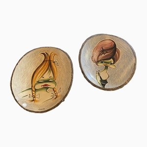 Decorated Ceramic Wall Plates, Set of 2-TEP-1321789